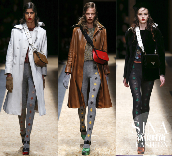 prada秀場(chǎng)中的女模將帶起復(fù)古襪的風(fēng)潮