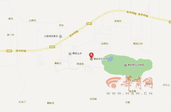 A處為事故發(fā)生地點(diǎn)“秦嶺歡樂世界”。