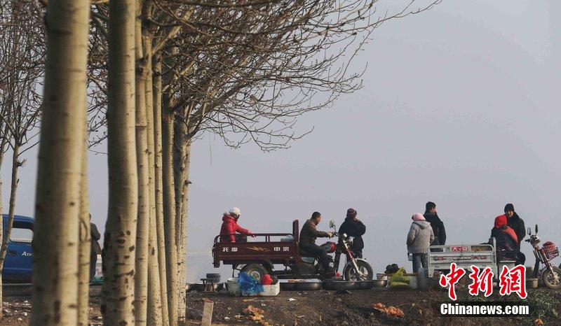 圖為12月1日，104國道靜?？h城附近，104國道靜?？h城附近，高速旁邊形成的黑市。田寶希 攝 圖片