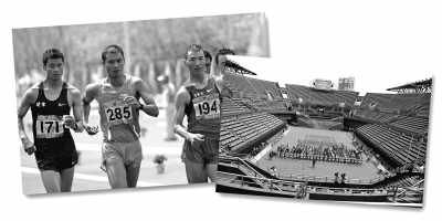 左圖:5月10日,遼寧隊選手耿志耀(左一)在十二運男子50公里競走比賽中。 　　新華社記者 李 鋼攝 　　右圖:6月10日,十二運網球團體賽在大連正式開拍,部分比賽遭遇了“零觀眾”的尷尬場面。 　　人民視覺
