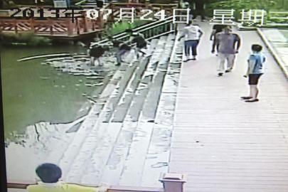 救人現(xiàn)場的視頻截圖。（監(jiān)控截圖）