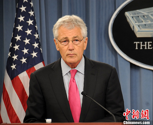 資料圖:華盛頓時間4月29日,美國防長哈格爾與到訪的日本防衛(wèi)大臣小野寺五典舉行會晤。中新社發(fā) 德永健 攝