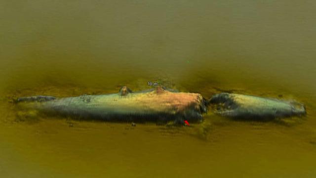 圖為U-78潛艇的聲納掃描圖。