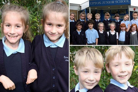 英國又有7對(duì)雙胞胎進(jìn)入了同一所小學(xué)，讓人看花了眼。