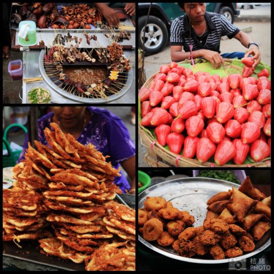 緬甸，繽紛的街邊平民小吃