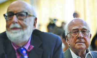 比利時(shí)科學(xué)家恩勒特（左）和英國科學(xué)家希格斯（右）有望獲得諾貝爾物理學(xué)獎(jiǎng)。