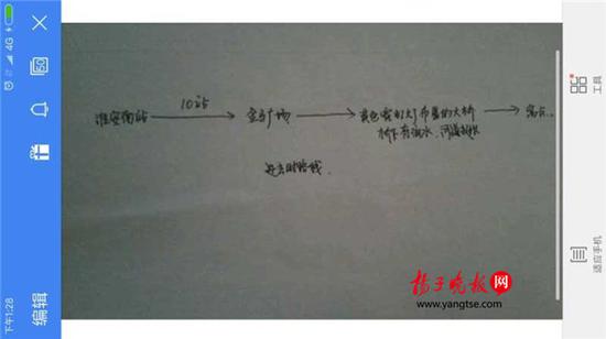 警方根據(jù)這兩張手繪地圖，動(dòng)用300余人次警力終于將林芳找到。（圖由淮安警方提供）