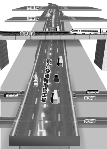 在與南四環(huán)交叉口設置全互通立交，跨越豫一路、中州大道后和繞城高速銜接，在中州大道和繞城高速建設組合立