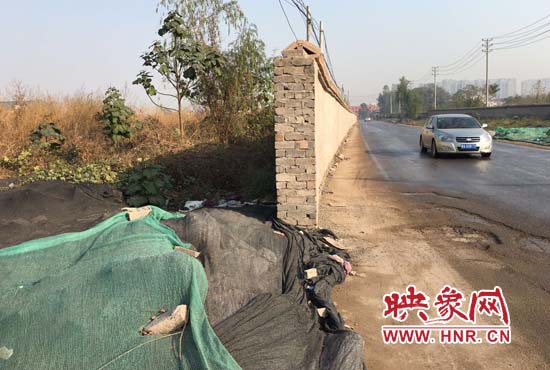 一墻之隔，一邊是道路，一邊是垃圾和荒草，市民質(zhì)疑其為遮羞墻。