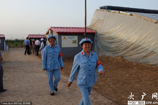 河南一農(nóng)場(chǎng)近百名員工著紅軍裝上班