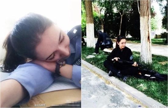 新疆反恐前線美女特警照片走紅網(wǎng)絡(圖)