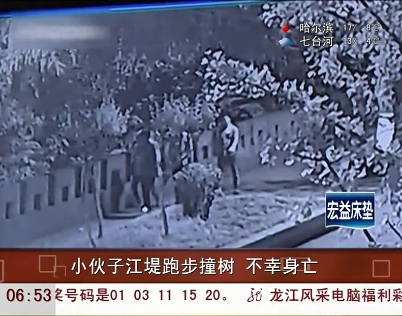 小伙子江堤跑步撞樹(shù) 不幸身亡