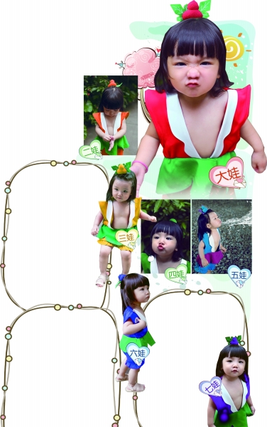 最萌葫蘆娃！小蘿莉扮葫蘆7兄弟走紅網(wǎng)絡(luò)